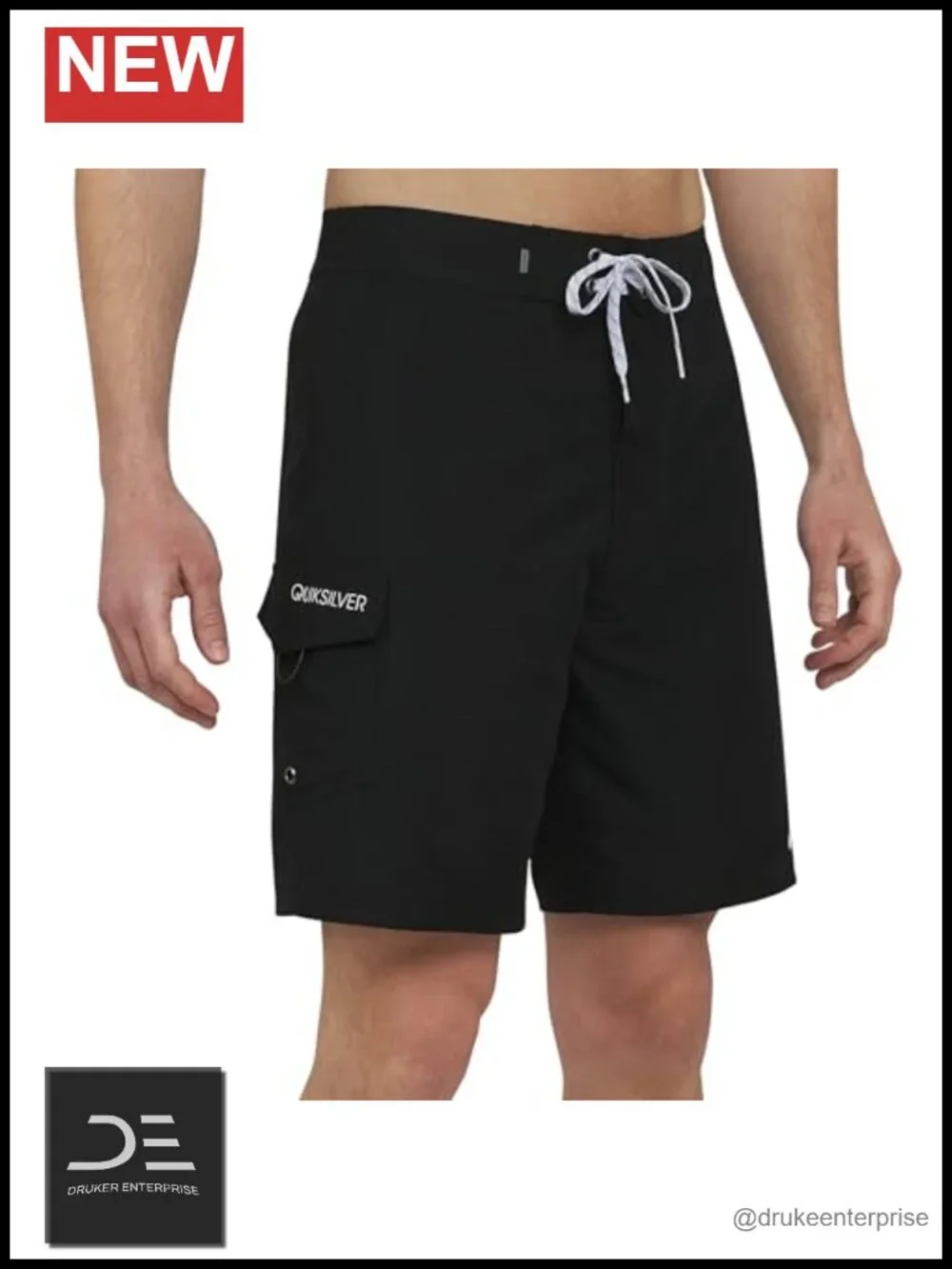 UPF 50 Quick Dry Board Shorts Regular Fit Fixed Waist Velcro Fly Drawstring